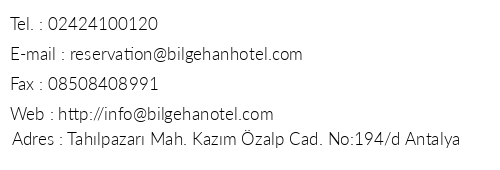 Bilgehan Hotel telefon numaralar, faks, e-mail, posta adresi ve iletiim bilgileri